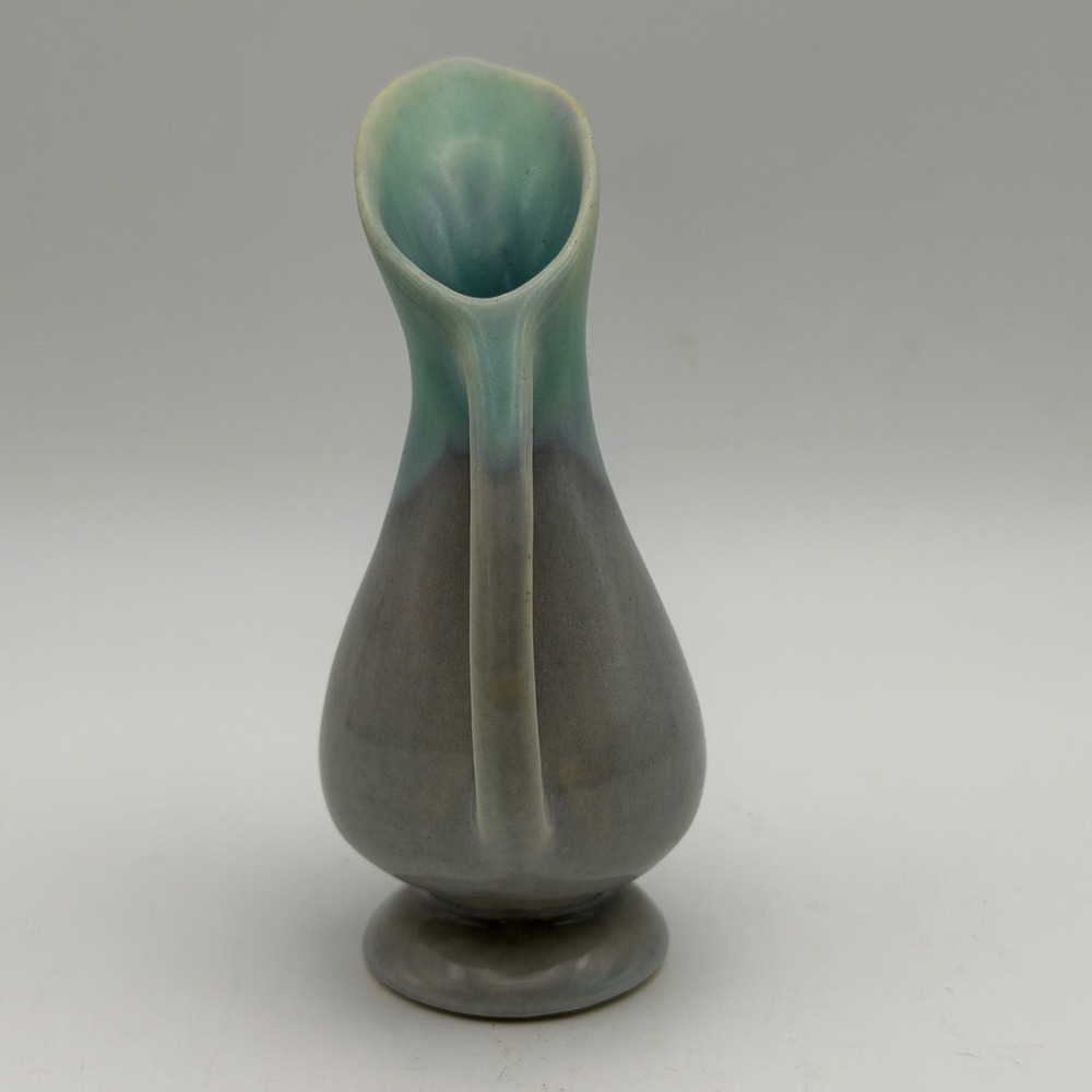 Mini MCM Studio Pottery Bud Vase Ewer Teal Gray Drip Glaze Mid Century Modern - Picture 3 of 9